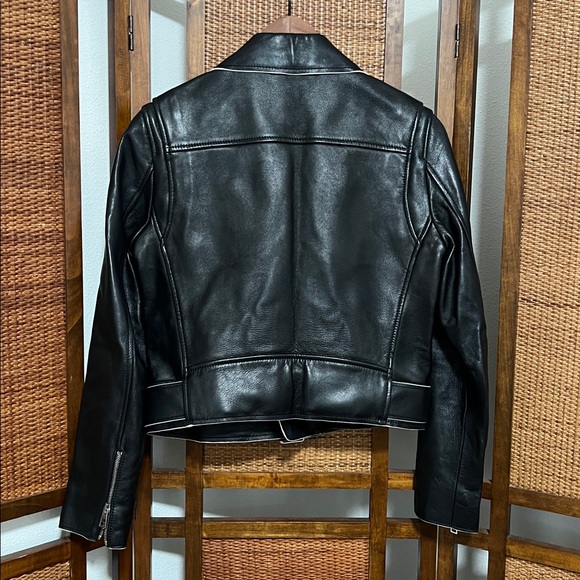 Theory Leather Shrunken Moto Jacket Size M - Picture 5 of 5